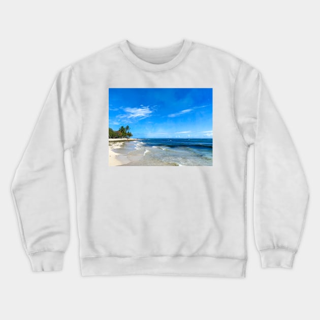 Dominican Republic Amber Coast Beach Strolling Crewneck Sweatshirt by Debra Martz